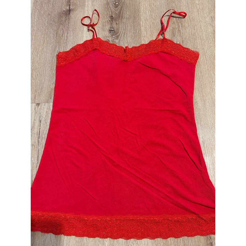 Eyeshadow Red Lace Trim Camisole Tank Top Adjustable Straps Womens XL